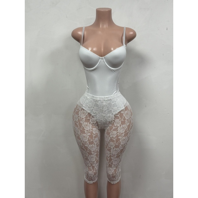 Cami Teddies Top Slim Fitted Lace Capris Set