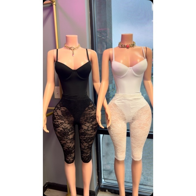 Cami Teddies Top Slim Fitted Lace Capris Set