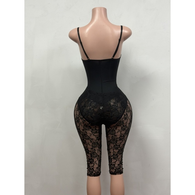 Cami Teddies Top Slim Fitted Lace Capris Set