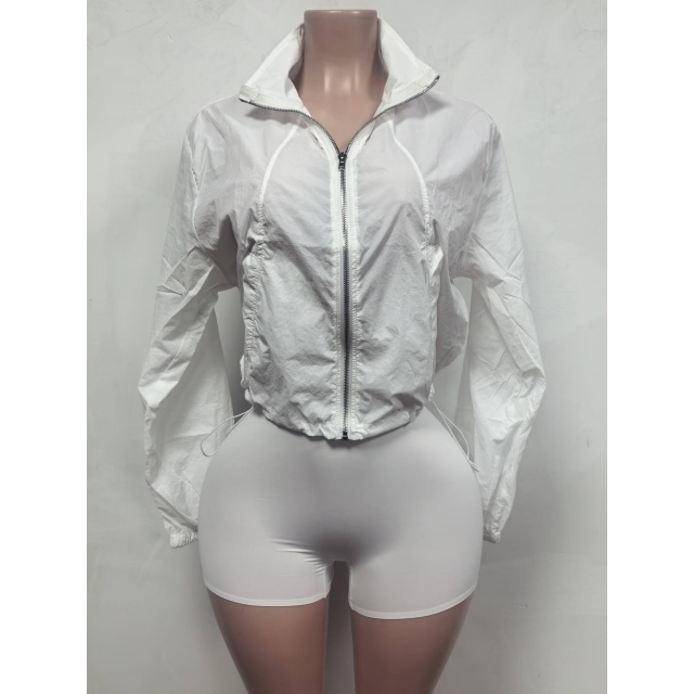 Casual Zip-up Jacket Slim Fitted Short Set