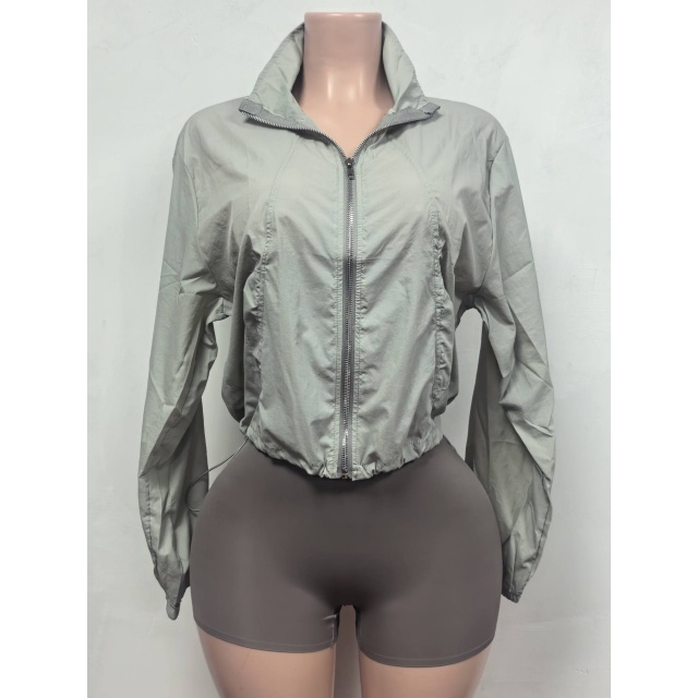 Casual Zip-up Jacket Slim Fitted Short Set