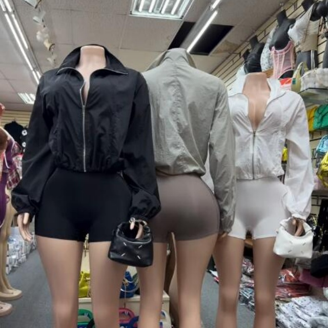 Casual Zip-up Jacket Slim Fitted Short Set