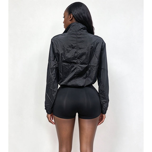 Casual Zip-up Jacket Slim Fitted Short Set