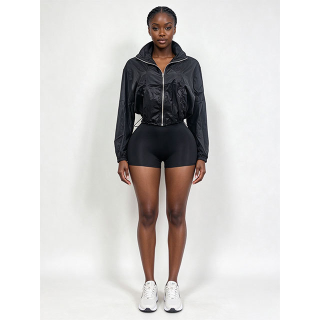Casual Zip-up Jacket Slim Fitted Short Set