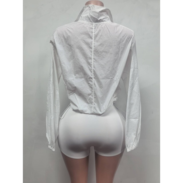 Casual Zip-up Jacket Slim Fitted Short Set