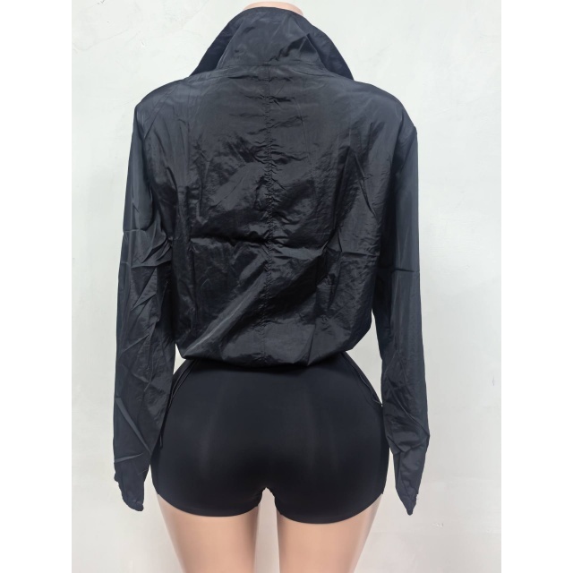Casual Zip-up Jacket Slim Fitted Short Set