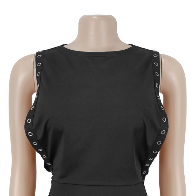 Eyelets Split Out Bodycon Dress