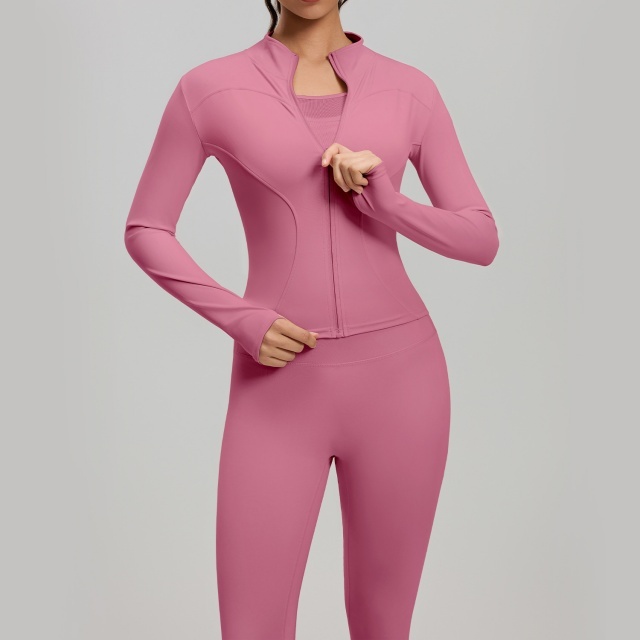 Solid Color High Elastic Activewear Pant Set