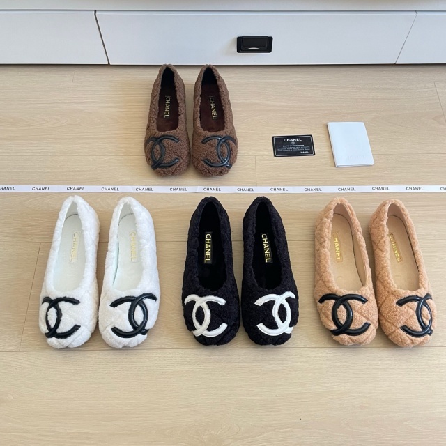 Quilted Fuzzy Teddy Ballet Flats Women Slip On Plush Flat Shoes