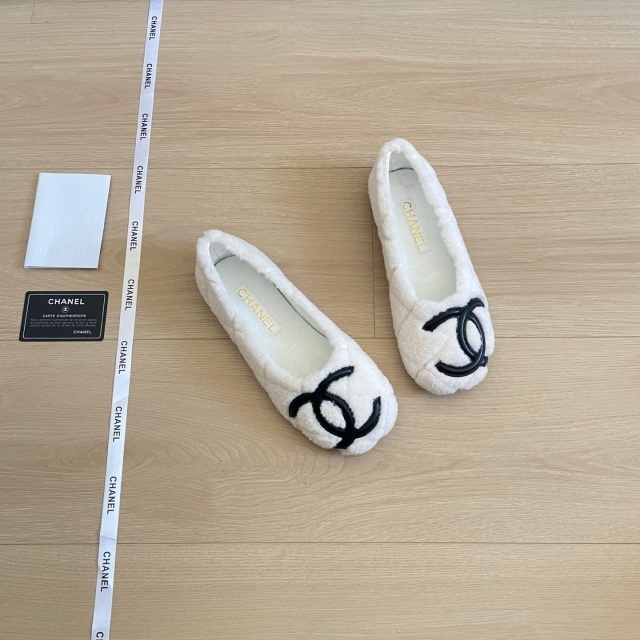 Quilted Fuzzy Teddy Ballet Flats Women Slip On Plush Flat Shoes