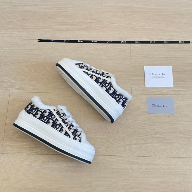 Fleece Lined Fur Trim Platform Canvas Sneakers For Women