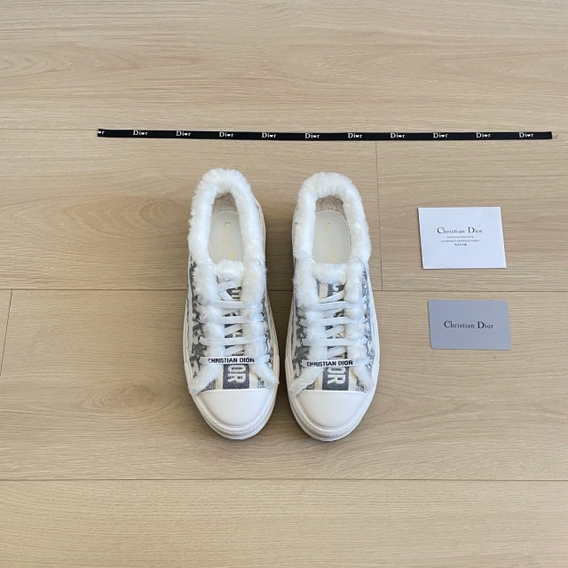 Fleece Lined Fur Trim Platform Canvas Sneakers For Women