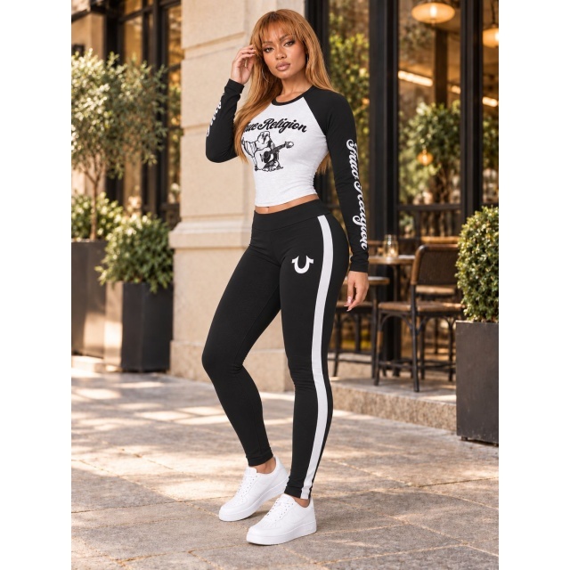 Contrast Color Letters Printed Slim Fitted Pant Set