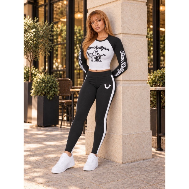 Contrast Color Letters Printed Slim Fitted Pant Set