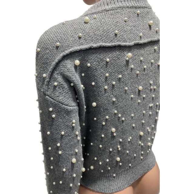 Fall Winter Beaded Sweater Jacket