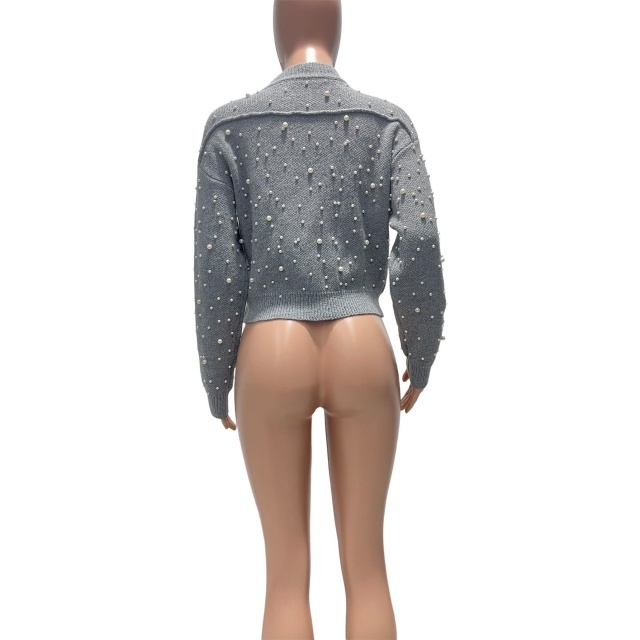 Fall Winter Beaded Sweater Jacket