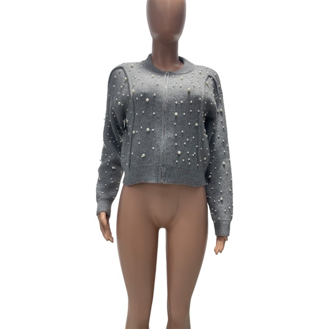 Fall Winter Beaded Sweater Jacket
