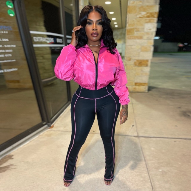 Zipper Jacket Top Casual Jogging Pants Set