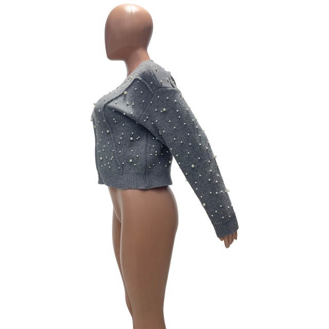 Fall Winter Beaded Sweater Jacket