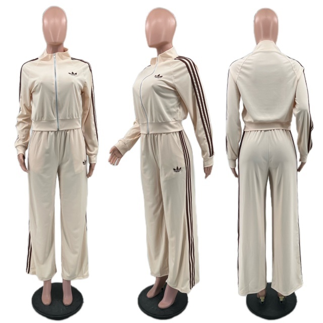 Fashion Embroidery Fall Wide Leg Tracksuit Set