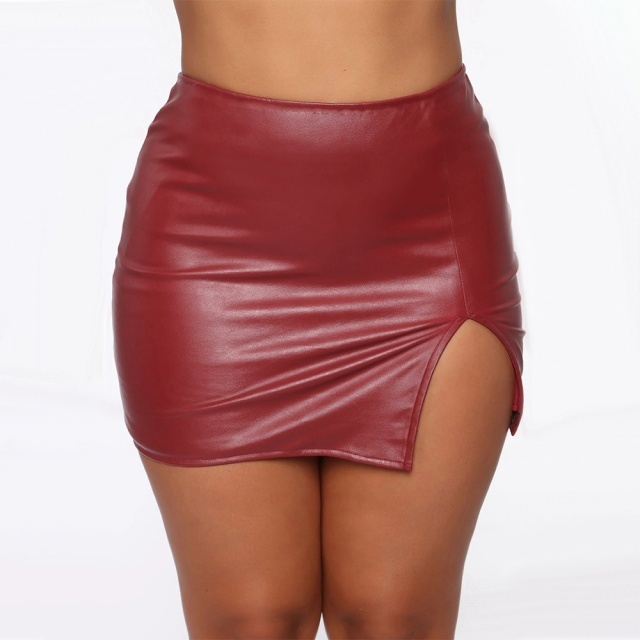 Split Out PU Leather Mini Skirt