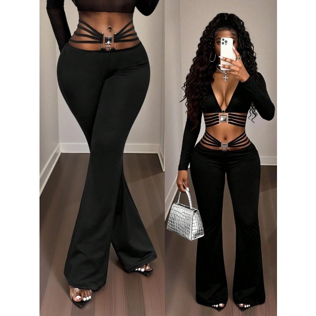 Hollow Out Slim Fit Bell Pants