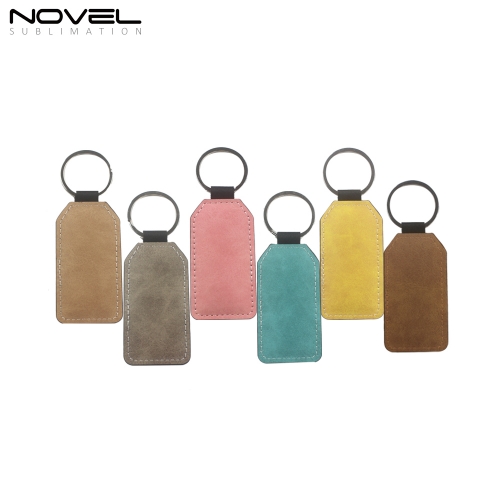 New arrival Double Side Printing Blank Sublimation Pu Leather Keychain Barrel Shape