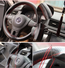 Car Steering Wheel Cover With Needles and Thread Artificial leather Diameter 38cm Auto Car Accessories