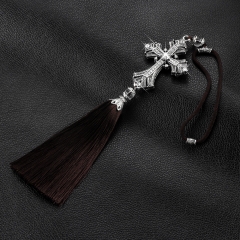 Metal And Crystal Diamond Cross Jesus Christian Car Rear View Mirror Car Pendant Hanging Car Styling Accessories Auto Decoration