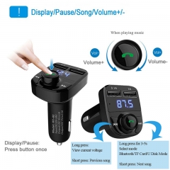 Car MP3 Audio Player Bluetooth Car Kit FM Transmitter Handsfree Calling 5V 4.1A Dual USB Car Charger Phon