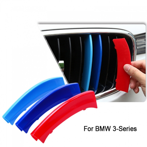 3pcs For BMW 3-Series E46 E90 F30 F34 E92 E93 3 Series Motorsport Power M Performance Car Front Grille Trim Strips Cover