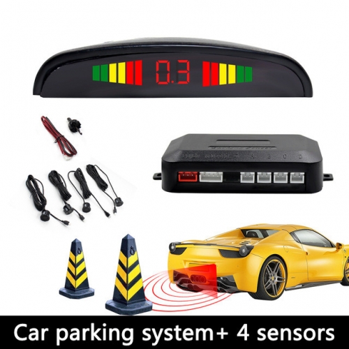 Car Led Parking Sensor Parktronic Display 4 Sensors Reverse Backup Assistance Radar Detector Light Heart Monitor System