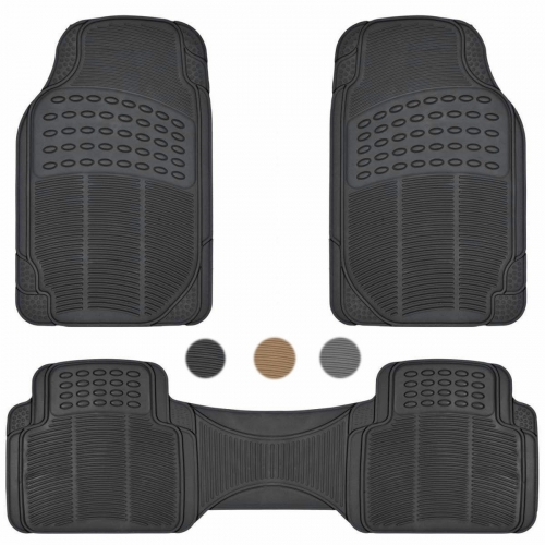 Car Floor Mats for All Weather Rubber Heavy Duty Protection Auto SUV Van 3 PCS