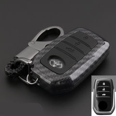 Key Shell for Automotive Carbon Fiber Car Key Cover Holder KeyChain Key Case For Toyota Avensis Corolla Prius Camry Vitz RAV4 Auto Parts Car Styling