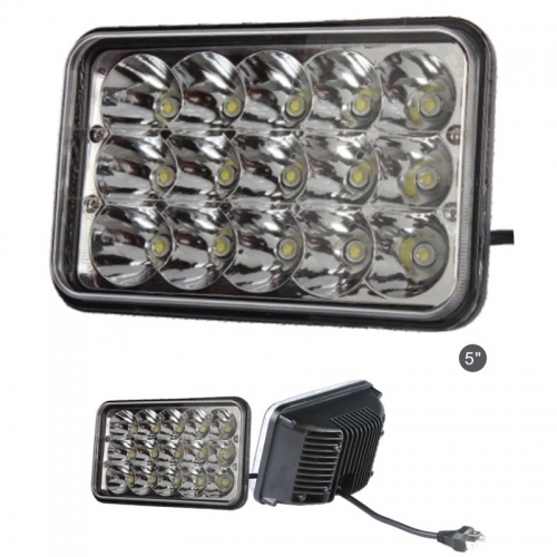 5 Inch Square LED Headlight for Trucks 45W 6000K 3W High Power LED