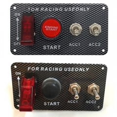 Racing Modified Carbon Fiber Panel LED Light One Button Start 4 in 1 Combination Switch