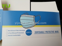 3 Plys Blue Disposable Face Mask Ce Certificate Disposable Mask Ear Wearing Non-woven Fabric BFE99% 17.5x9.5cm 50 Pcs each Box