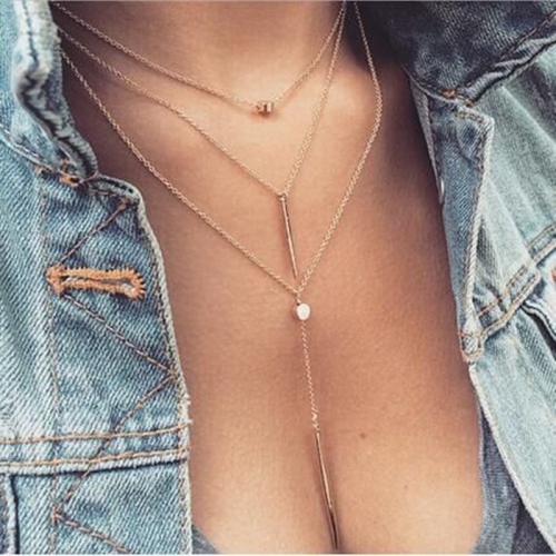 Women Necklace Chains,Nmch Fashion Tassel Multilayer Necklace Elegant Silver Gold Chain Jewelry SN0723G