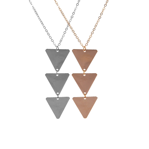Long Pendant Necklace for Women Simple Three Triangle Geometric Sweater Necklace Charm Necklace Set Punk Jewelry