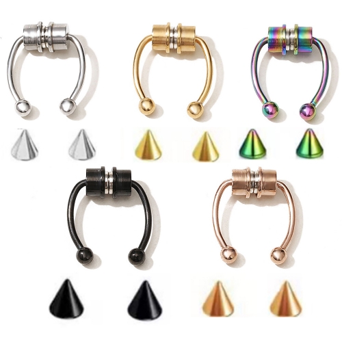 Stainless steel magnet false nose ring horseshoe ring nose clip non-perforated nose hoop magnetic nose studs