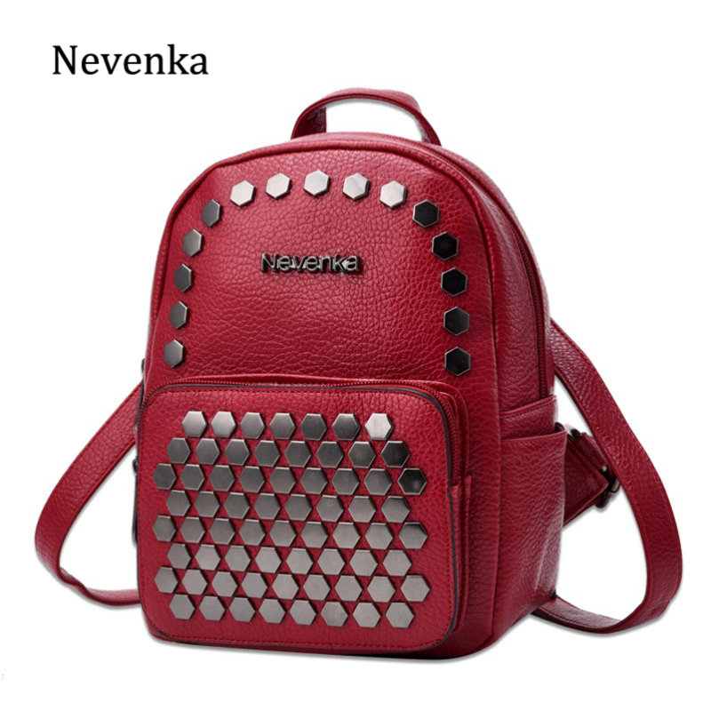 Mini Backpack Women Leather Backpacks with Rivet Ladies Back pack Girls Leather Backpack Female Small Backpacks 2019