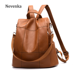 Women Soft Leather Backpack Female Vintage Backpacks for Teenager Girls School Bags Ladies Brown Daypack Women Bag 2019