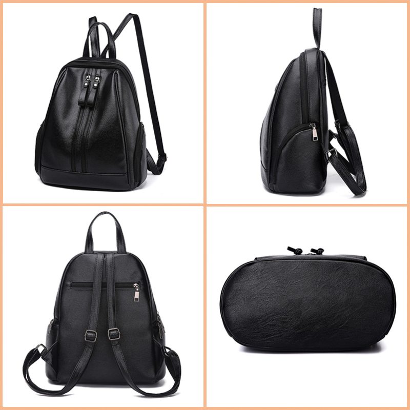 Women Leather Backpack Female Solid Backpacks for Teenager Girls Pink Backpack Travel Bags Ladies Black Daypack Bag 2019