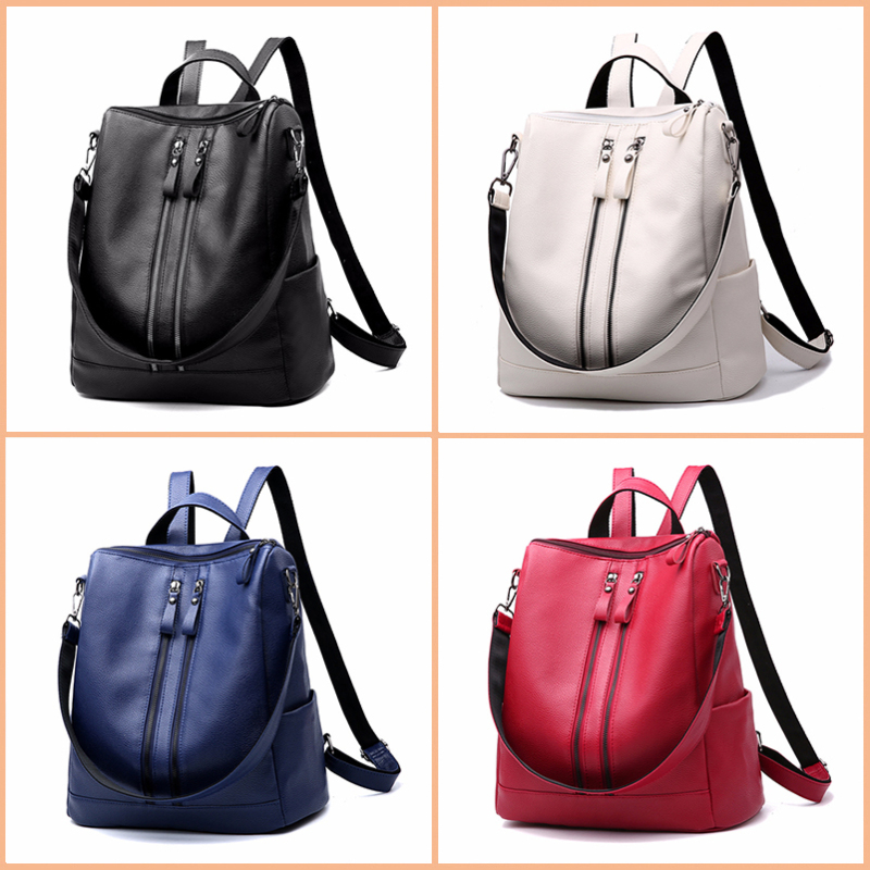 Blue Backpack Women Leather Backpacks Travel Female Anti Theft Backpacks for Teenager Girls School Bag for Women 2019