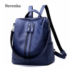 Blue Backpack Women Leather Backpacks Travel Female Anti Theft Backpacks for Teenager Girls School Bag for Women 2019
