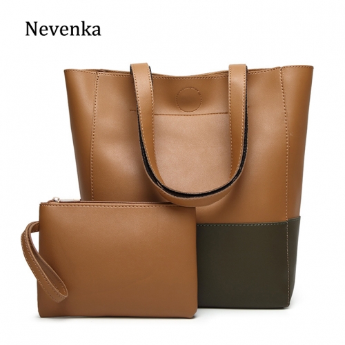 Nevenka Leather Tote Bags for Women Leather Handbags Female Large Shopping Bags with Small Clutch Bag Women Composite Bags 2018