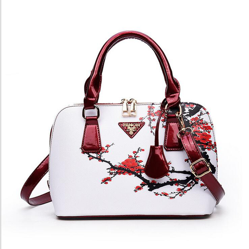 Flower Printed Luxury Leather Shell Bag 2018 Women Handbag Famous Brands Designer Shoulder Messenger Bag Sac A Main Sale
