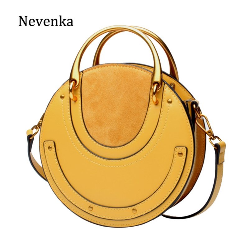 Genuine Leather Round Bag Women Leather Shoulder Bags Female Vintage Crossbody Bags Girls Mini Shoulder Bag for Womem