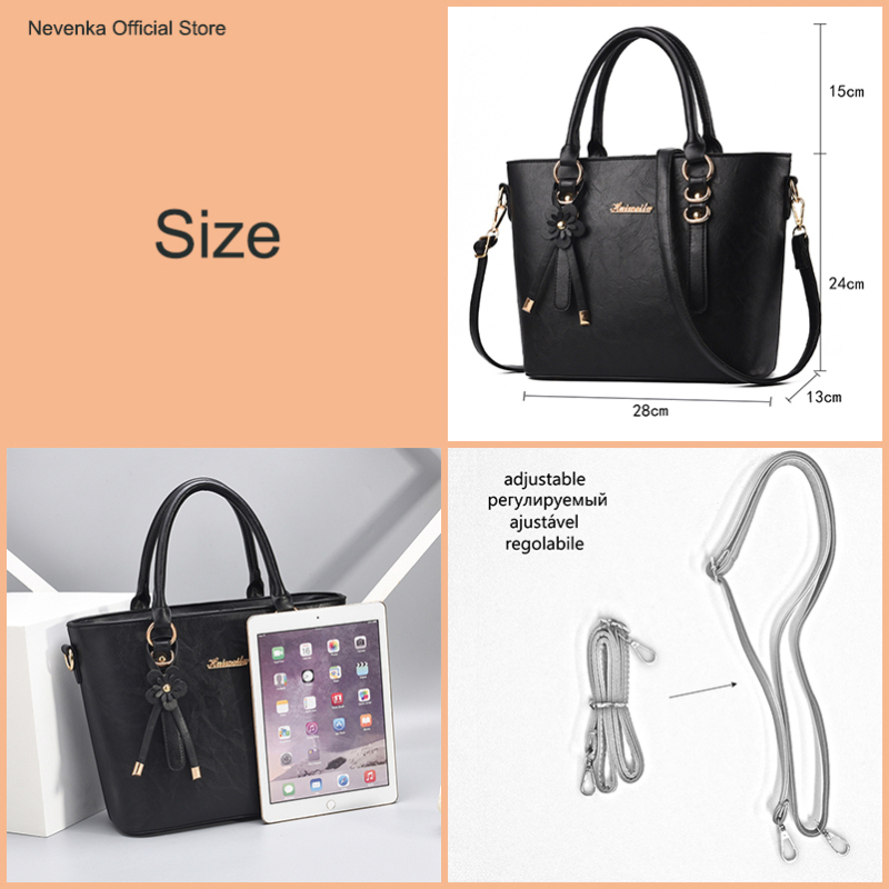Nevenka Large Leather Handbag Women Luxury Shoulder Bags Female Casual Totes Ladies Shopping Bag Girls Travel Bag for Women 2018