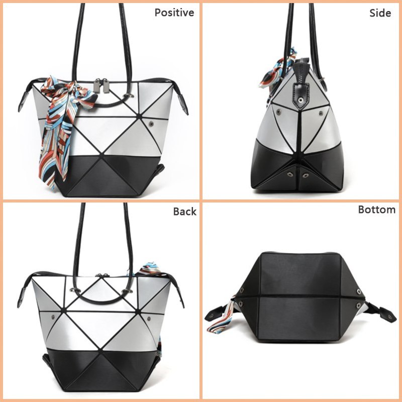 Nevenka Geometric Shoulder Bag Women Leather Shoulder Bags Female Luminous Handbag with Ribbons Girls Luxury Handbags for Women